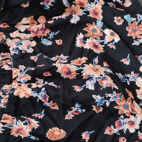 Maurices Black Floral Smocked Odf Shoulder Blouse - Picture 4 of 4